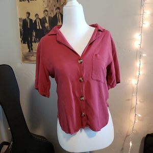 cropped button up
